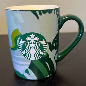 STARBUCKS Mermaid Siren Logo Seafoam Green Swirling Water Wave Coffee Mug  2021
